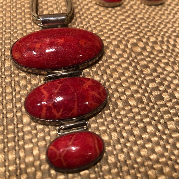 Genuine Coral Necklace & Earring Set. - Picture 2 of 4